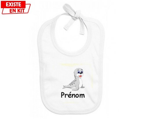 Phoque + prénom: Bavoir bébé-su7.fr