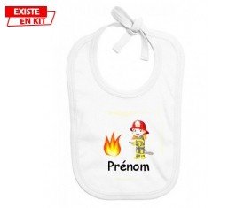 Pompier flamme + prénom: Bavoir bébé-su7.fr