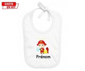 Pompier + prénom: Bavoir bébé-su7.fr