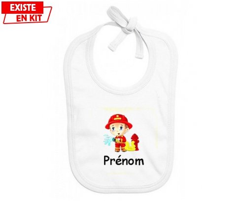 Pompier + prénom: Bavoir bébé-su7.fr