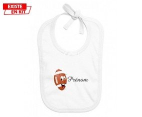 Rugby ballon + prénom: Bavoir bébé-su7.fr