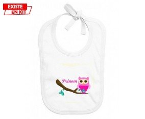 Hibou rose + prénom: Bavoir bébé-su7.fr