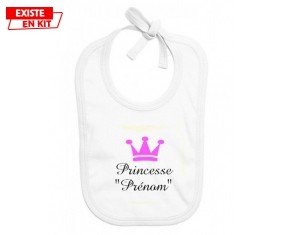 Princesse couronne + prénom: Bavoir bébé-su7.fr