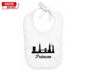 New york + prénom: Bavoir bébé-su7.fr