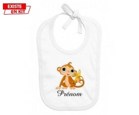 Singe banane + prénom: Bavoir bébé-su7.fr