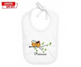 Hibou style2 + prénom: Bavoir bébé-su7.fr