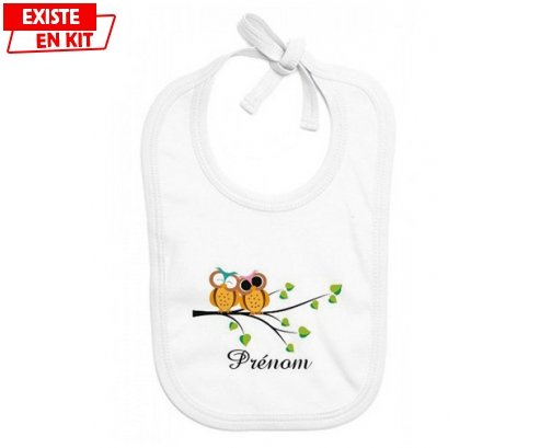 Hibou style2 + prénom: Bavoir bébé-su7.fr