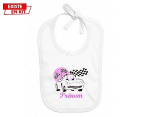 Voiture (fille) + prénom: Bavoir bébé-su7.fr