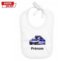 Voiture de police style1 + prénom: Bavoir bébé-su7.fr