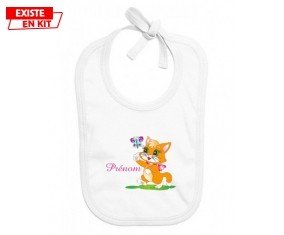 Chat papillon style1 + prénom: Bavoir bébé-su7.fr