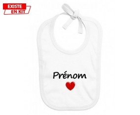Coeur + prénom: Bavoir bébé-su7.fr