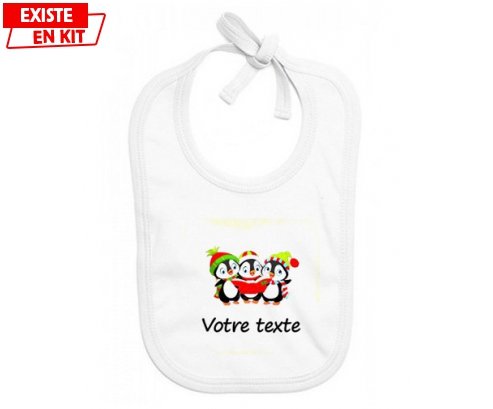 Pingouins + prénom: Bavoir bébé-su7.fr