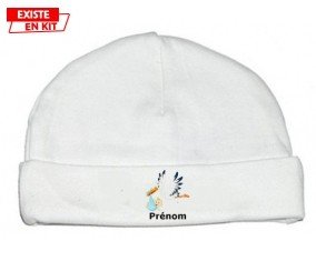 Cigogne (garçon) + prénom : Bonnet bébé
