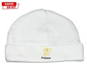Ours papillon + prénom : Bonnet bébé