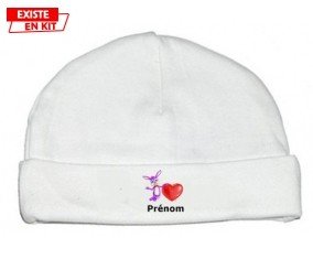 Lapin cœur + prénom : Bonnet bébé