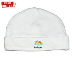 Chat dodo + prénom : Bonnet bébé