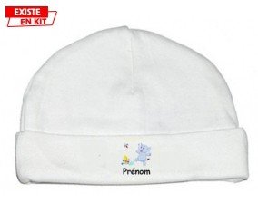 Eléphant style2 + prénom : Bonnet bébé