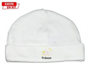 Lapin train + prénom : Bonnet bébé