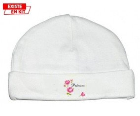 Tige fleur + prénom : Bonnet bébé