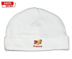 Avion rouge + prénom : Bonnet bébé