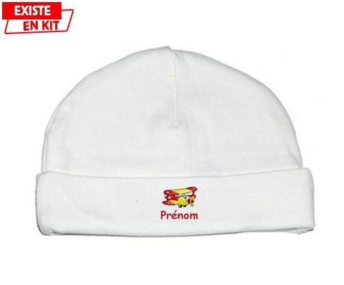 Avion rouge + prénom: Bonnet bébé-su7.fr