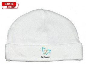 Papillon souriant (garçon) + prénom : Bonnet bébé