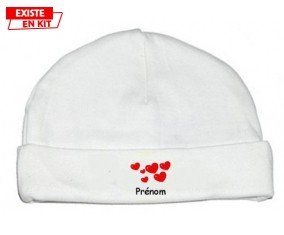 Cœurs Style2 + prénom : Bonnet bébé