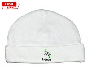 Panda style1 + prénom : Bonnet bébé