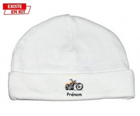 Moto et style2 + prénom : Bonnet bébé