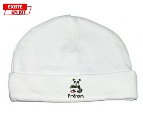 Panda style2 + prénom : Bonnet bébé
