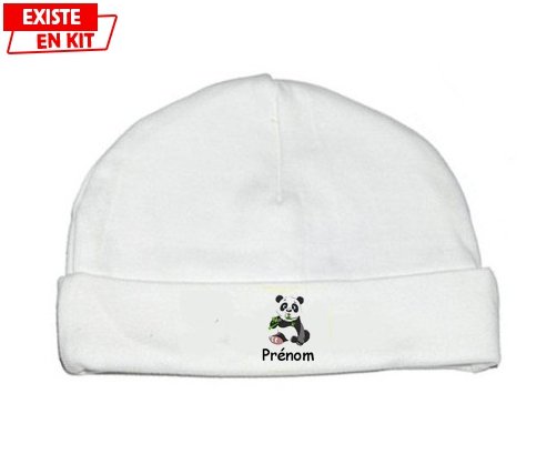 Panda style2 + prénom: Bonnet bébé-su7.fr