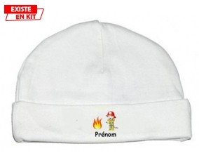 Pompier flamme + prénom : Bonnet bébé