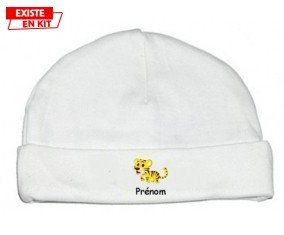 Lion style1 + prénom : Bonnet bébé