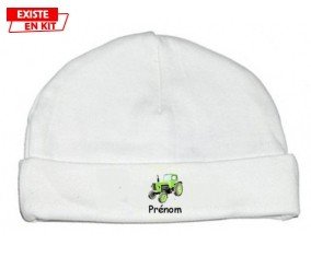 Tracteur + prénom : Bonnet bébé