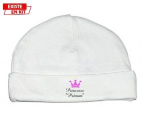 Princesse couronne + prénom : Bonnet bébé