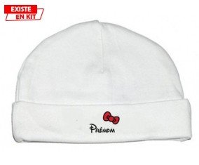Noeud + prénom : Bonnet bébé
