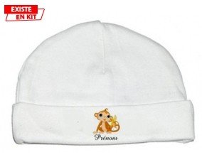 Singe banane + prénom : Bonnet bébé