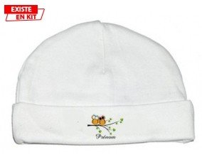 Hibou style2 + prénom : Bonnet bébé