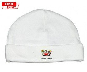 Pingouins + prénom : Bonnet bébé