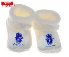 Main de fatma (garçon) + prénom: Chausson bébé-su7.fr