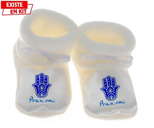 Main de fatma (garçon) + prénom: Chausson bébé-su7.fr