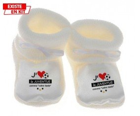 J'aime la juventus + prénom: Chausson bébé-su7.fr