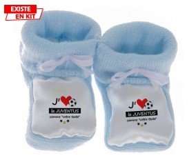 J'aime la juventus + prénom: Chausson bébé-su7.fr