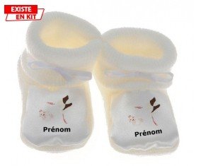 Cigogne (fille) + prénom: Chausson bébé-su7.fr