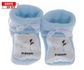 Cigogne (fille) + prénom: Chausson bébé-su7.fr