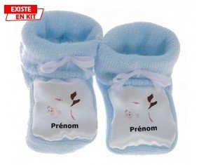 Cigogne (fille) + prénom: Chausson bébé-su7.fr