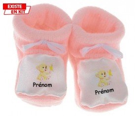 Ours papillon + prénom: Chausson bébé-su7.fr