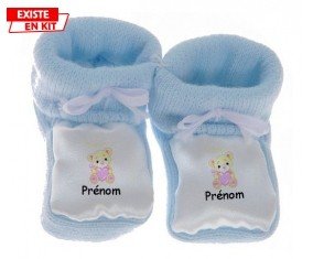 Ourson (fille) + prénom: Chausson bébé-su7.fr