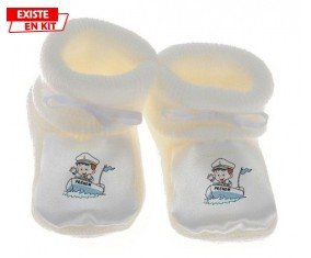 Marin + prénom: Chausson bébé-su7.fr