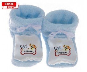 Chien chat os + prénom: Chausson bébé-su7.fr